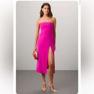 Amanda Uprichard Mandy Midi Dress in Hot Pink